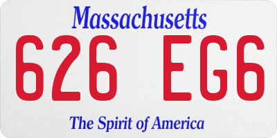 MA license plate 626EG6