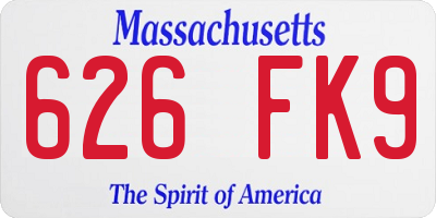 MA license plate 626FK9