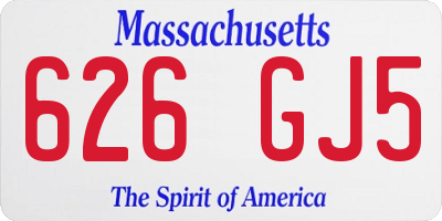 MA license plate 626GJ5