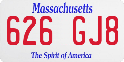 MA license plate 626GJ8