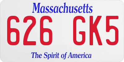 MA license plate 626GK5