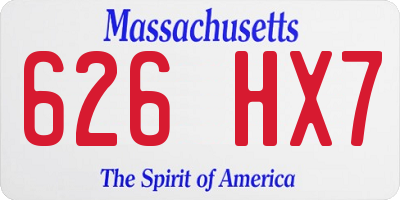 MA license plate 626HX7