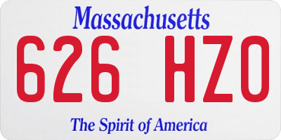 MA license plate 626HZ0
