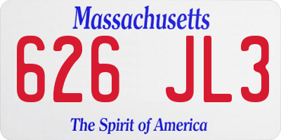 MA license plate 626JL3