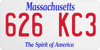 MA license plate 626KC3