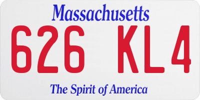 MA license plate 626KL4