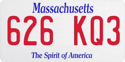MA license plate 626KQ3