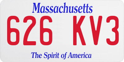 MA license plate 626KV3