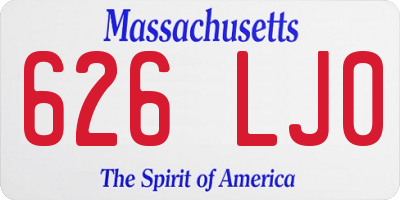 MA license plate 626LJ0