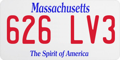 MA license plate 626LV3