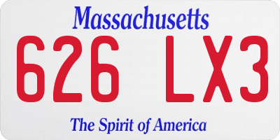 MA license plate 626LX3