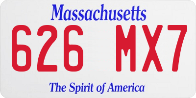 MA license plate 626MX7
