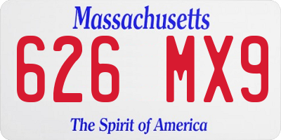MA license plate 626MX9