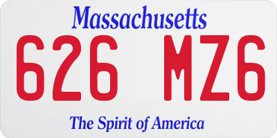 MA license plate 626MZ6