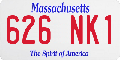 MA license plate 626NK1