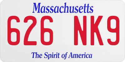 MA license plate 626NK9