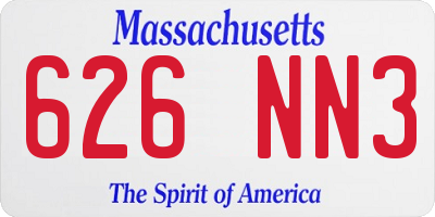 MA license plate 626NN3