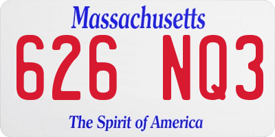 MA license plate 626NQ3