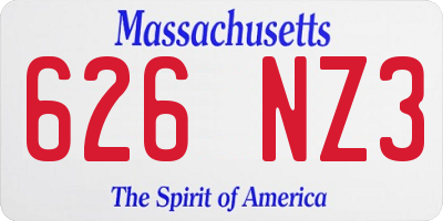 MA license plate 626NZ3