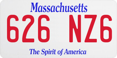 MA license plate 626NZ6