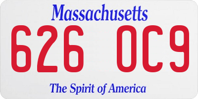 MA license plate 626OC9