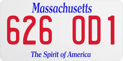 MA license plate 626OD1