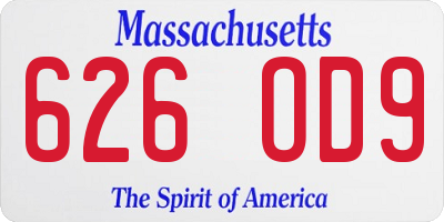 MA license plate 626OD9