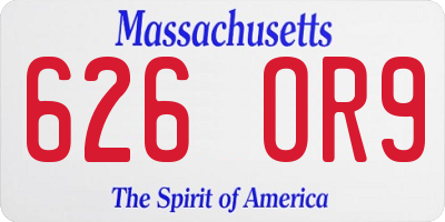 MA license plate 626OR9
