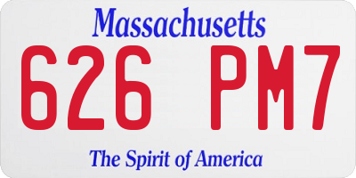 MA license plate 626PM7
