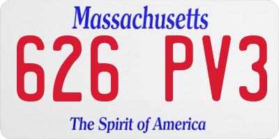 MA license plate 626PV3