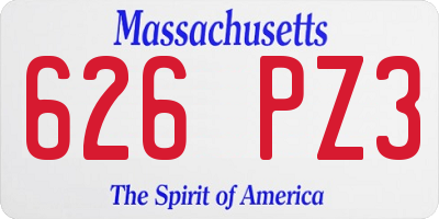 MA license plate 626PZ3