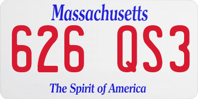 MA license plate 626QS3