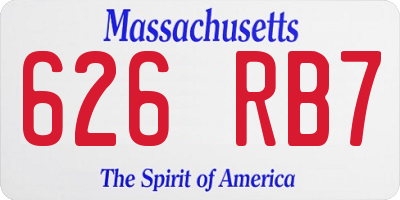 MA license plate 626RB7