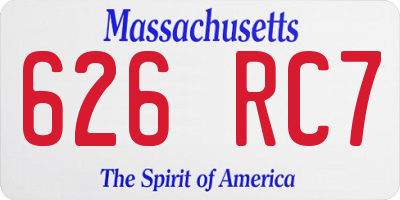 MA license plate 626RC7