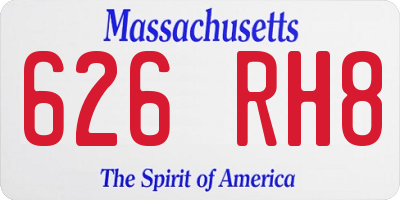 MA license plate 626RH8