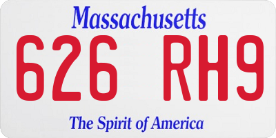 MA license plate 626RH9
