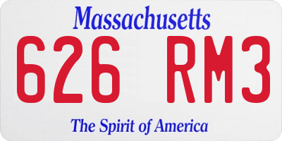 MA license plate 626RM3
