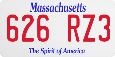 MA license plate 626RZ3