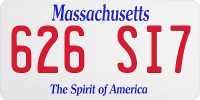 MA license plate 626SI7