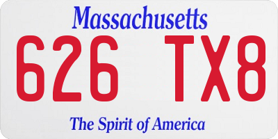 MA license plate 626TX8