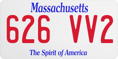 MA license plate 626VV2