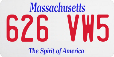 MA license plate 626VW5