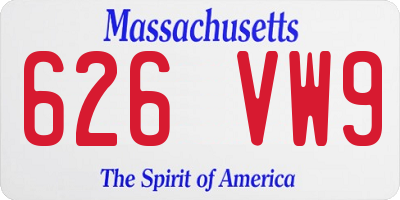 MA license plate 626VW9