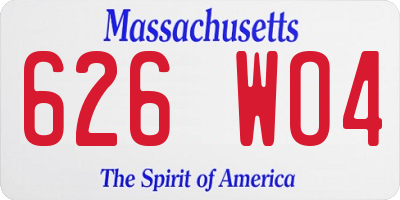 MA license plate 626WO4