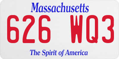 MA license plate 626WQ3
