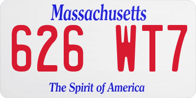MA license plate 626WT7