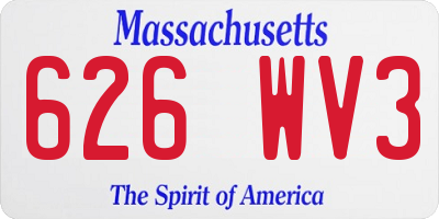 MA license plate 626WV3