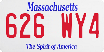 MA license plate 626WY4