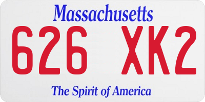 MA license plate 626XK2