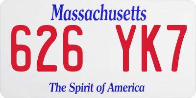 MA license plate 626YK7